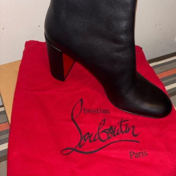 Christian Louboutin Black Ankle Booties with Signature Red Heel - Picture 2 of 5